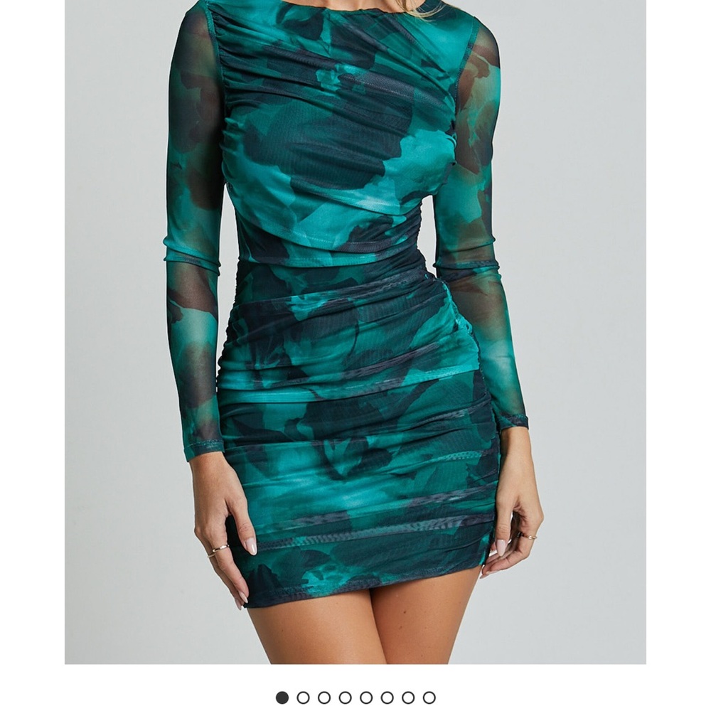 Showpo Green and Black Asymmetrical Bodycon Mini Dress